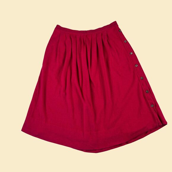 1980s M pink knit skirt by Liz Claiborne, vintage 1980s button down midi skirt - Picture 1 of 9